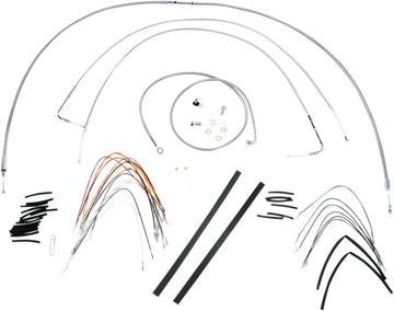 Harley Davidson FXST [BURLY BRAND] - Kit complet de câbles de guidon/conduites de frein tressés en acier inoxydable
