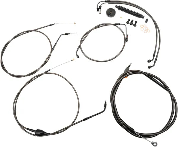 Harley Davidson Flhri [LA CHOPPERS] – Standard Midnight geflochtenes Lenker-/Bremsleitungs-Kit