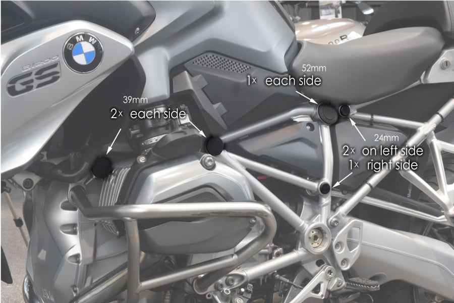 BMW R 1200 GS [2018] – apšuvuma stiprinājumi – melni