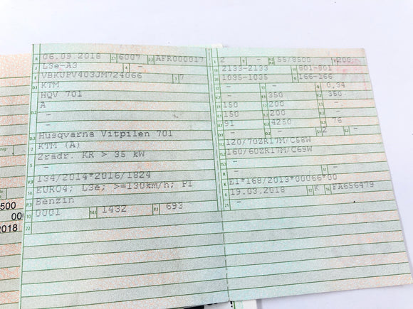 Husqvarna 701 Vitpilen [2018] - Kader met papieren