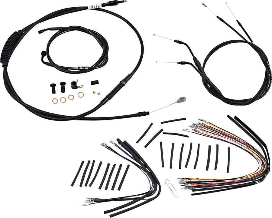 Harley Davidson fxdwg [BURLY BRAND] - Kit completo di cavi/linee manubrio in vinile nero per Ape Hangers