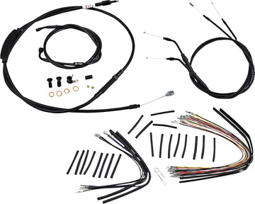 harley davidson fxdwg [BURLY BRAND] – Komplettes schwarzes Vinyl-Lenkerzug-/Leitungskit für Ape Hangers