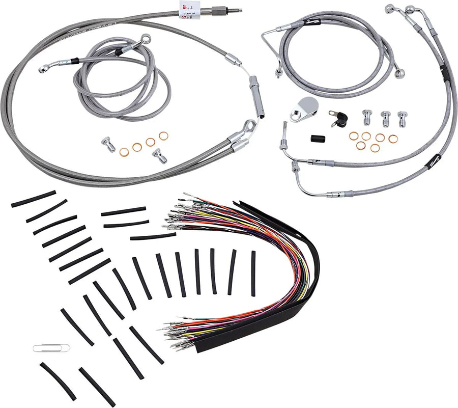 harley davidson flhtc [BURLY BRAND] - Complete stainless steel handlebar cable/brake line kit