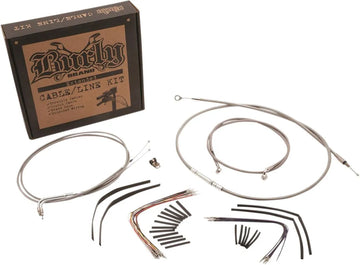 harley davidson fxsb [BURLY BRAND] - Komplet rustfrit stål flettet styrkabel/bremseledningssæt - 0