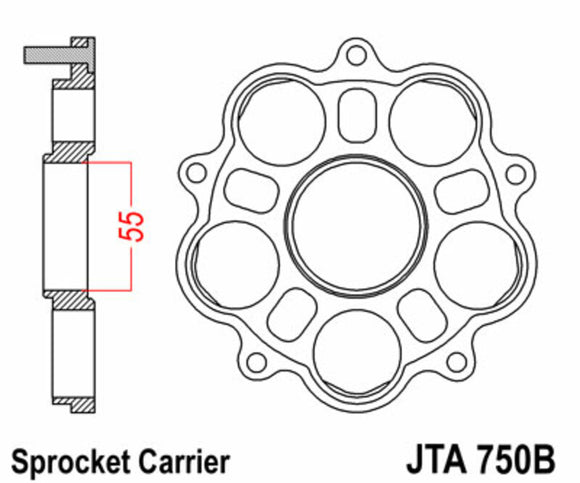 Hyperstrada 821 [JT SPROKETS] - Portapiñón trasero - 5 silentblocks Ducati