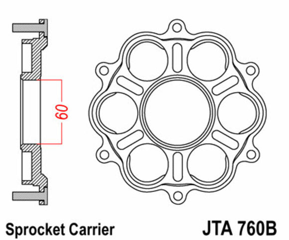 Ducati Multistrada 1260 [JT SPROCKETS] - Kettenradträger hinten - 6 Silentblock Ducati