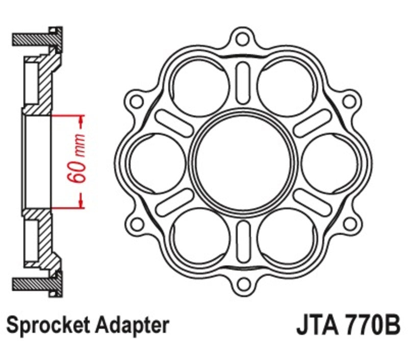 Ducati Monster 1200 [JT SPROCKETS] - Kettenradträger hinten - 6 Silentbloc Ducati Panigale/Monster