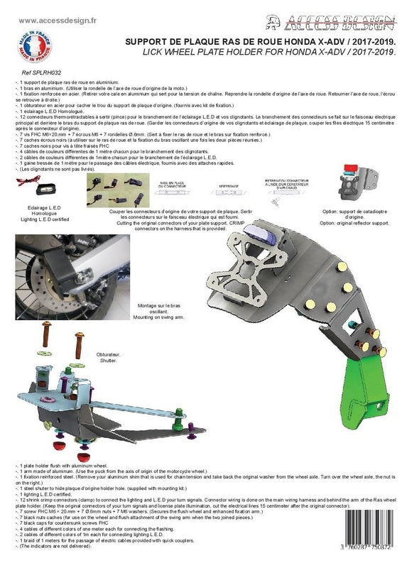 Honda X-Adv [ACCESS DESIGN] - nummerpladeholder i hjulhøjde sort Honda X-ADV