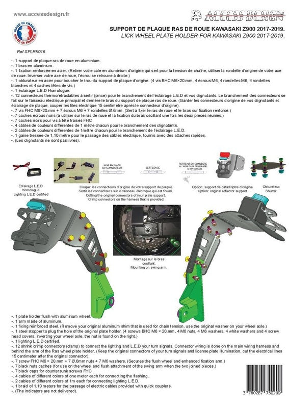 Kawasaki Z Electric [ACCESS DESIGN] - nummerskiltholder i hjulhøyde svart Kawasaki Z900