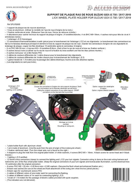 Suzuki Gsx-S 750 [ACCESS DESIGN] - nummerpladeholder i hjulhøjde sort Suzuki GSX-S750