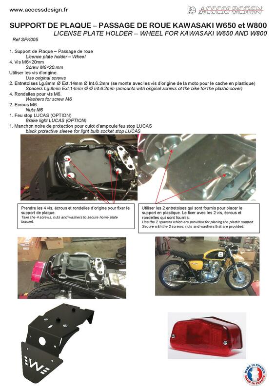 Kawasaki W 650 [ACCESS DESIGN] - nummerskiltholder hjulbue svart Kawasaki W800