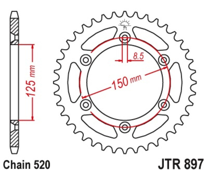 CFMOTO 800 MT CF800-7 [JT SPOCKETY] - Standardowy zębnik stalowy z tyłu