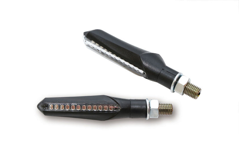 Kawasaki Z 400 [SHIN YO] - Run LED Sequenz-Blinker Gehäuse Schwarz / Linse Rauchgrau (Paar), Vorn & Hinten