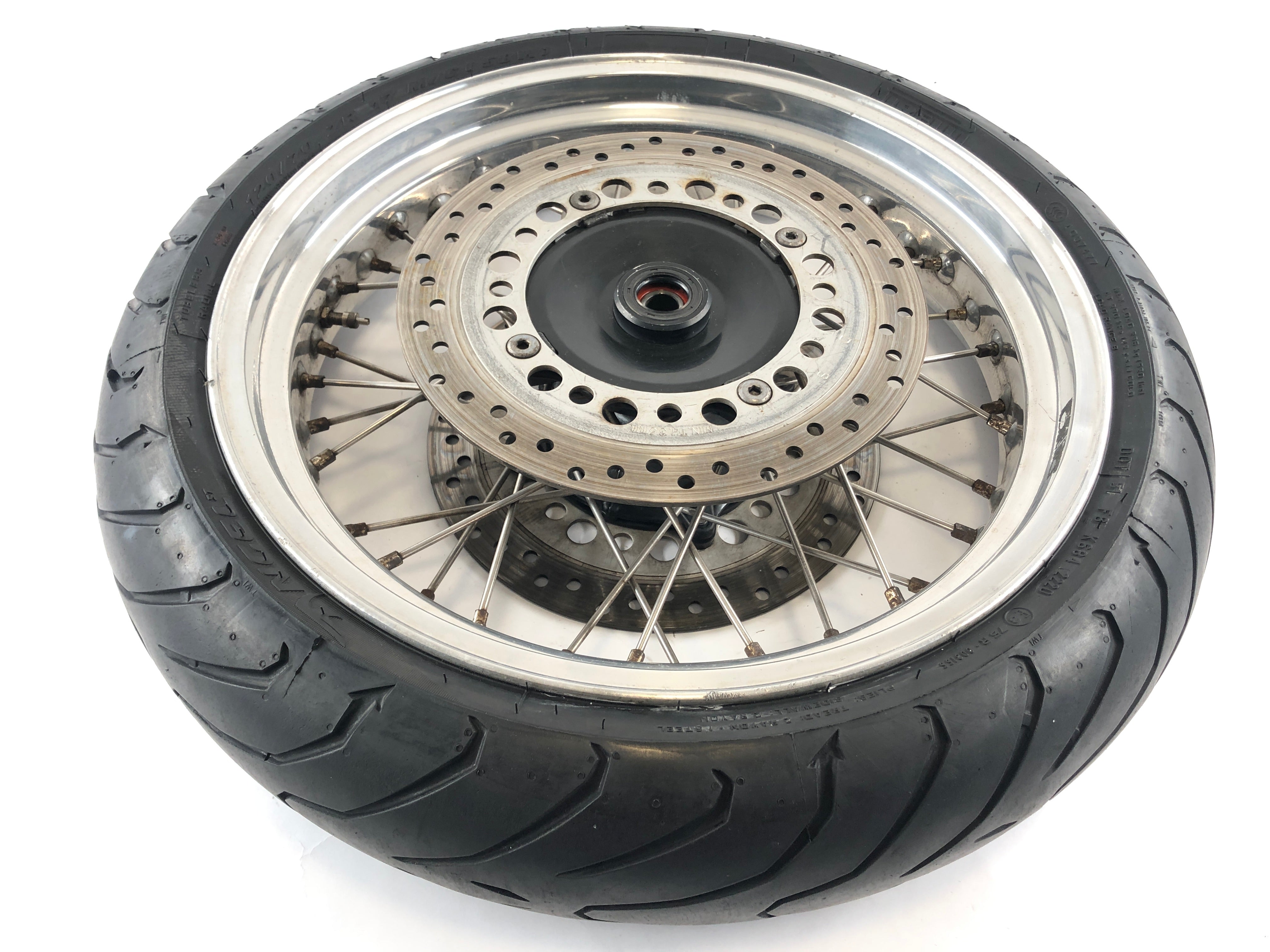 Honda XRV Africa Twin 750 RD07 - Wheel set Morad 3.50 x 17" front wheel and Morad 5.00 x 17" rear wheel with slight curb damage