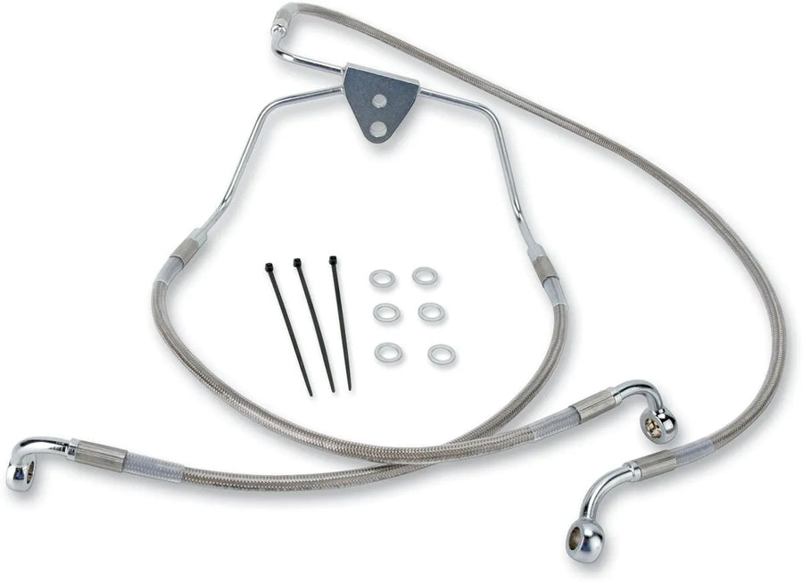 harley davidson flhtc [DRAG SPECIALTIES] - Kit de durites de frein rallongées en acier inoxydable