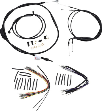 harley davidson flst [BURLY BRAND] – Komplettes Schwarzes Vinyl-Lenkerzug-/Leitungskit für Ape Hanger - 0
