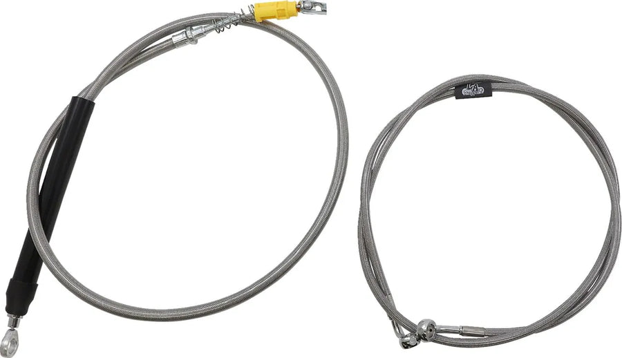 harley davidson flfb [LA CHOPPERS] – Komplettes Edelstahl-Lenkerzug-/Bremsleitungsset mit Geflecht