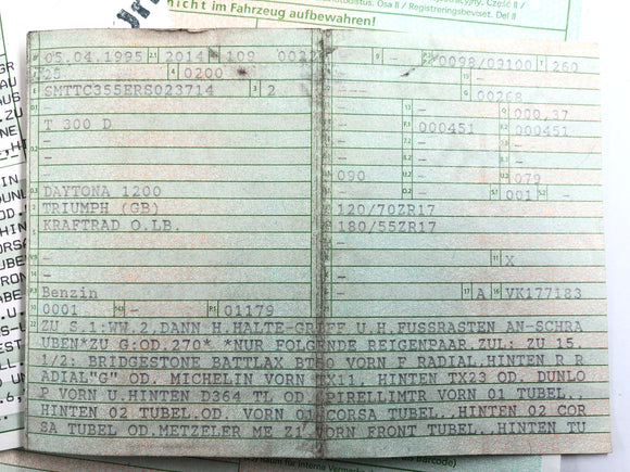 Triumph Daytona 1200 T300D [1995] Frame con documenti