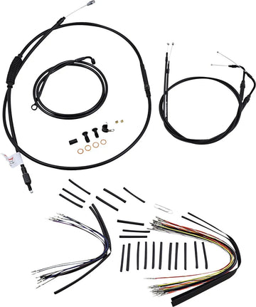 harley davidson flst [BURLY BRAND] – Komplettes Schwarzes Vinyl-Lenkerzug-/Leitungskit für Ape Hanger - 0