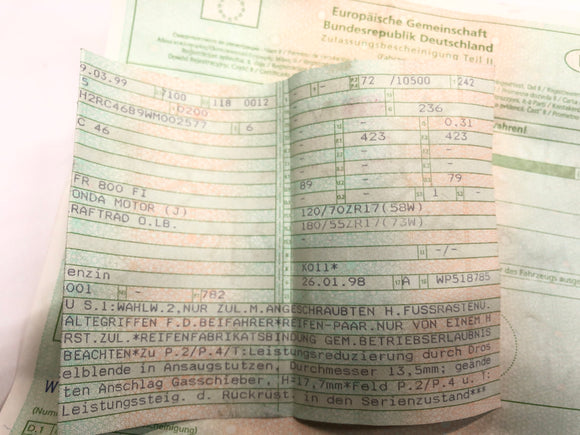 Honda VFR 800 RC46 [1999] - Frame with papers