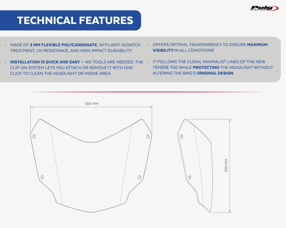 ヤマハ テネレ 700 ラリーエディション [2025] – ヘッドライトプロテクター – 透明