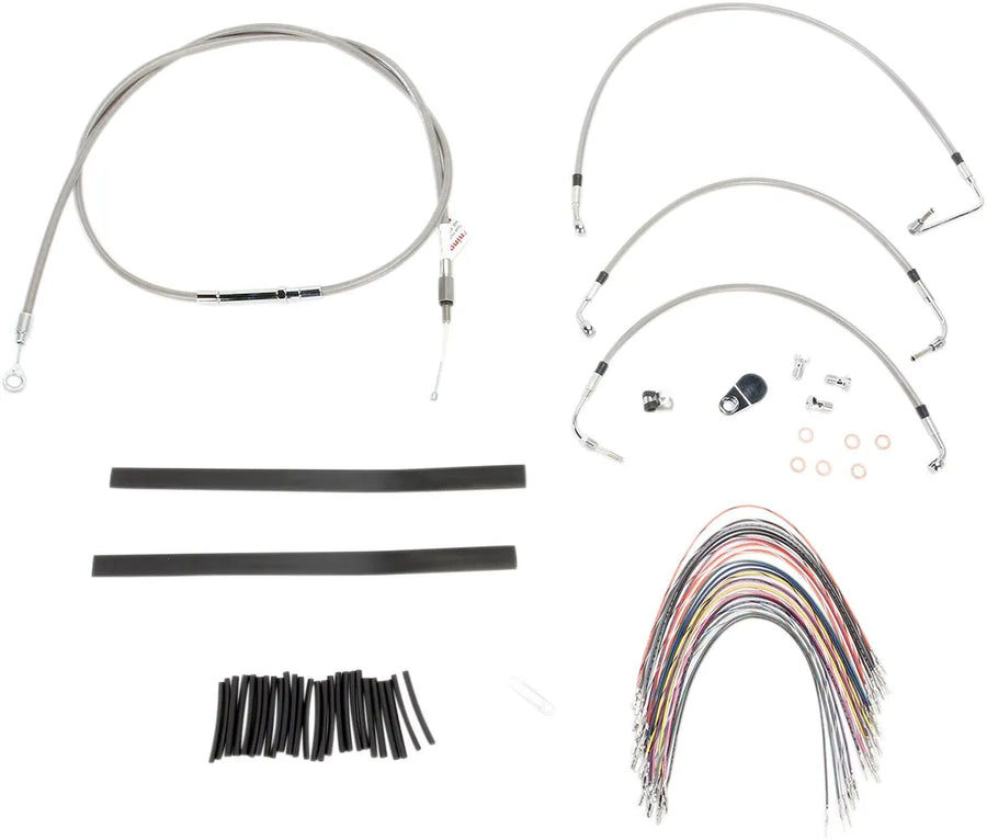 harley davidson flhtc [BURLY BRAND] – Komplettes Edelstahl-Lenkerzug/Bremsleitungs-Kit