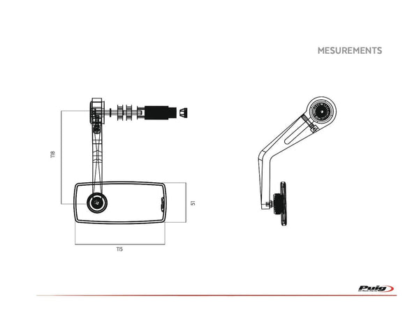 KTM 890 DUKE R [2025] – Look バックミラー – ブラック