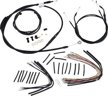 harley davidson fxdwg [BURLY BRAND] – Komplettes schwarzes Vinyl-Lenkerzug-/Leitungskit für Ape Hangers