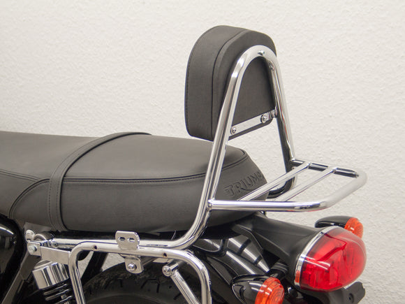Triumph Bonneville T 100 [2017] - Sissy Bar hecho de tubería con almohadas y estante de equipaje