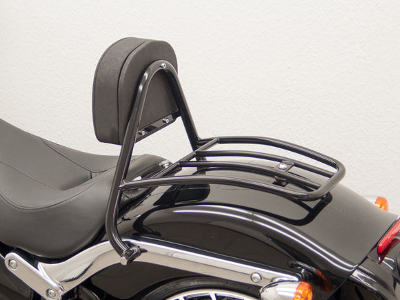 Harley Davidson Breakout (FXSB) 2013-2017 [2013-2017] -Driver Sissy Bar z poduszkami i bagażnikiem, czarny