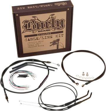 harley davidson fxdwg [BURLY BRAND] – Komplettes schwarzes Vinyl-Lenkerzug-/Leitungskit für Ape Hangers - 0