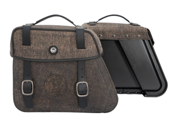 Borsa da moto [Hepco & Becker] - set di borse in pelle Rugged Cutout 19 L incl. sgancio rapido - marrone - ritaglio