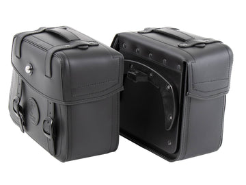Motorcycle bag [Hepco & Becker] - leather bag set Rugged 21 L - black - C-Bow