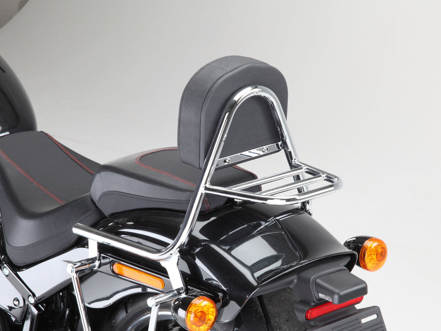 Harley Davidson Softail Fat Boy (Milwaukee-Eight 107/114) [2018] - Sissy Bar aus Rohr mit Kissen und Gepäckträger