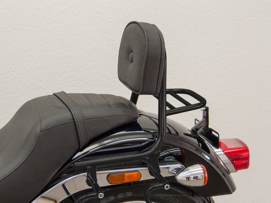 Harley Davidson Softail Low Rider (Milwaukee -Eight 107/114) [2018] - Sissy bar fra rør med pute og bagasjestativ, svart
