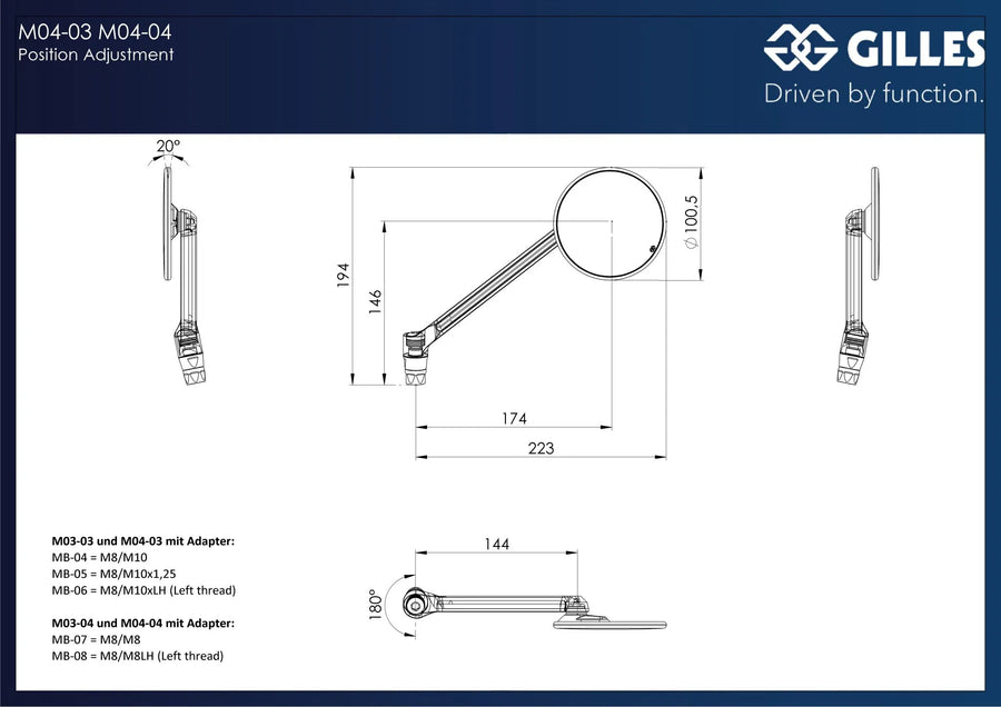 ducati hypermotard 1100 [GILLES TOOLING] – Moon Spiegel M8