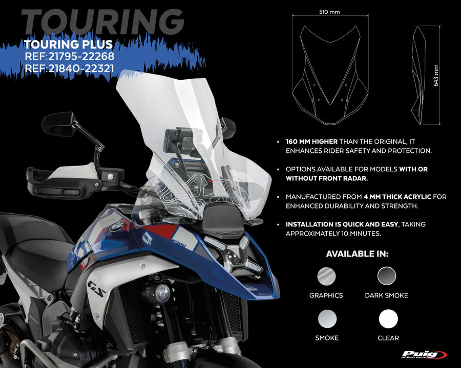 BMW R 1300 GS TROPHY [2025] – bulle touring – transparente