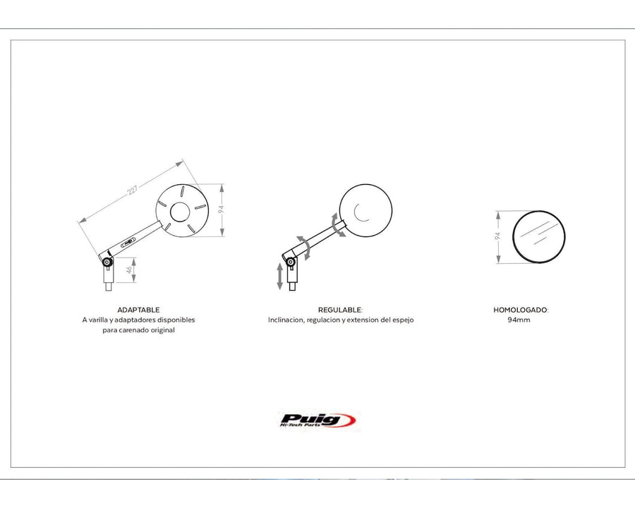 KTM 890 DUKE R [2025] – Retro zpětné zrcátko – Eloxovaný hliník