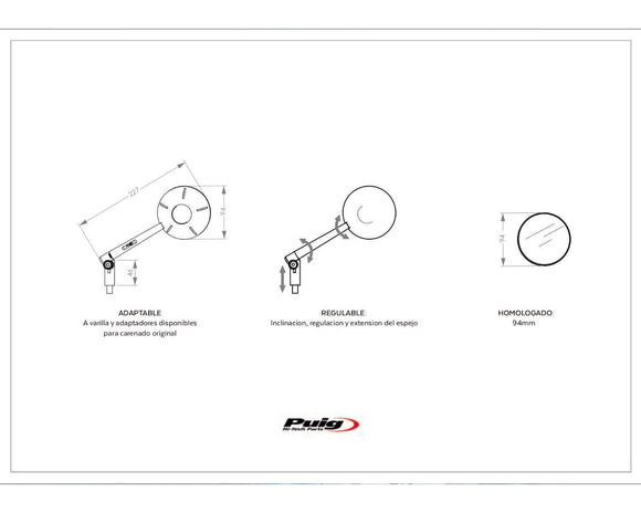 KTM 890 DUKE R [2025] – レトロバックミラー – 陽極酸化アルミニウム