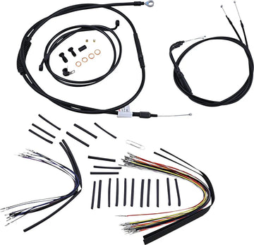 Harley Davidson FXST [BURLY BRAND] - Kit complet de câbles/lignes de guidon en vinyle noir pour cintres Ape