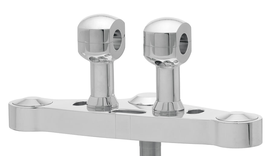 Aluminiums stigerør for styrer med 25-aluminiumsriser for styret med 25,4 mm (1 ') Ø, 75 mm høy, polert. Med 1/2 ″ UNC -tråd.