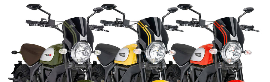DUCATI SCRAMBLER 800 ICON DARK [2025] – Wizjer szyby RetroVision – Przyciemniany