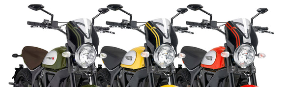 DUCATI SCRAMBLER 800 ICON DARK [2025] – RetroVision Windschild Visier – Schwarz