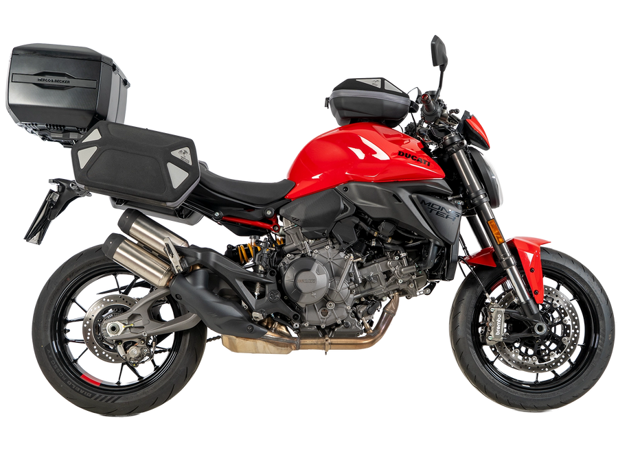 Ducati Monster 890 / + [2026] - Conjunto Smartrack com top case Xcore prata/preto