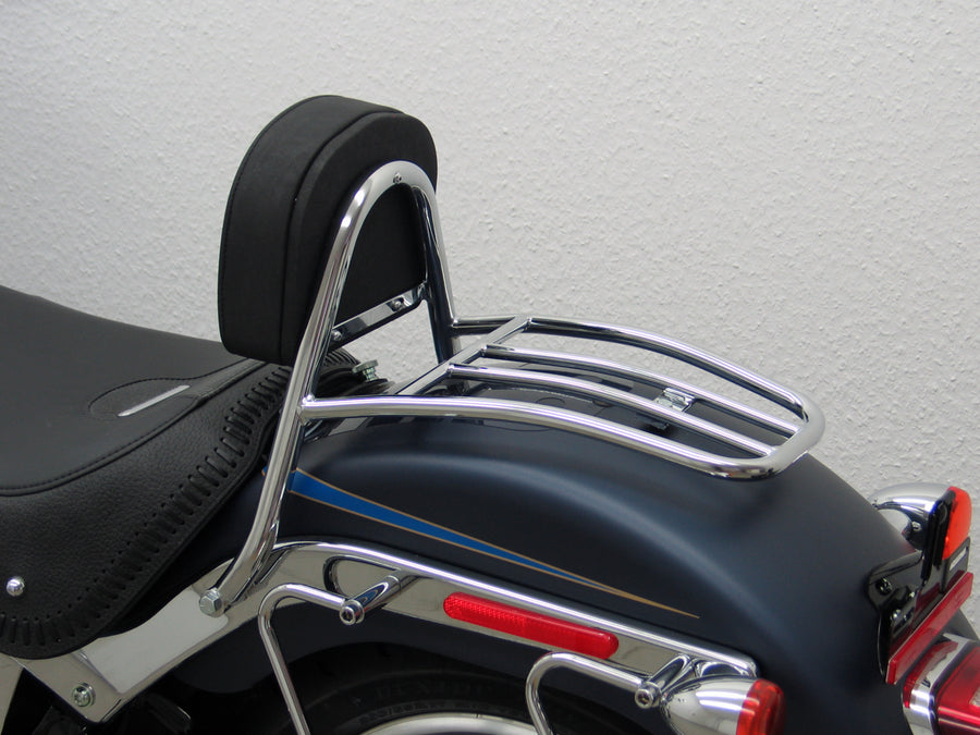 Harley Davidson Softail (Twin Cam 96b) Fat Boy (FLSTF / Flstfi) 2012-2017 [2012-2017]-Driver Sissy Bar avec oreillers et porte-bagages à bagages