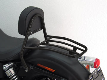 Harley Davidson Dyna Street Bob (FXDB) 2009-2013 [2009-2013] -Driver Sissy Bar med puder og bagageholder, sort