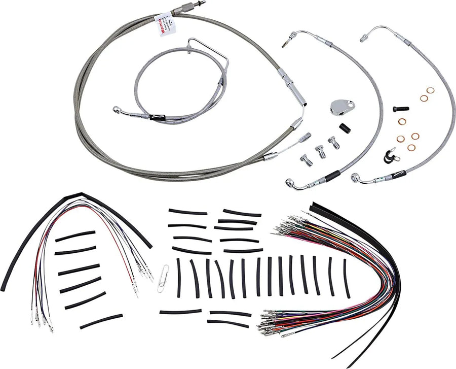 harley davidson flhtc [BURLY BRAND] – Komplettes Edelstahl-Lenkerzug/Bremsleitungs-Kit