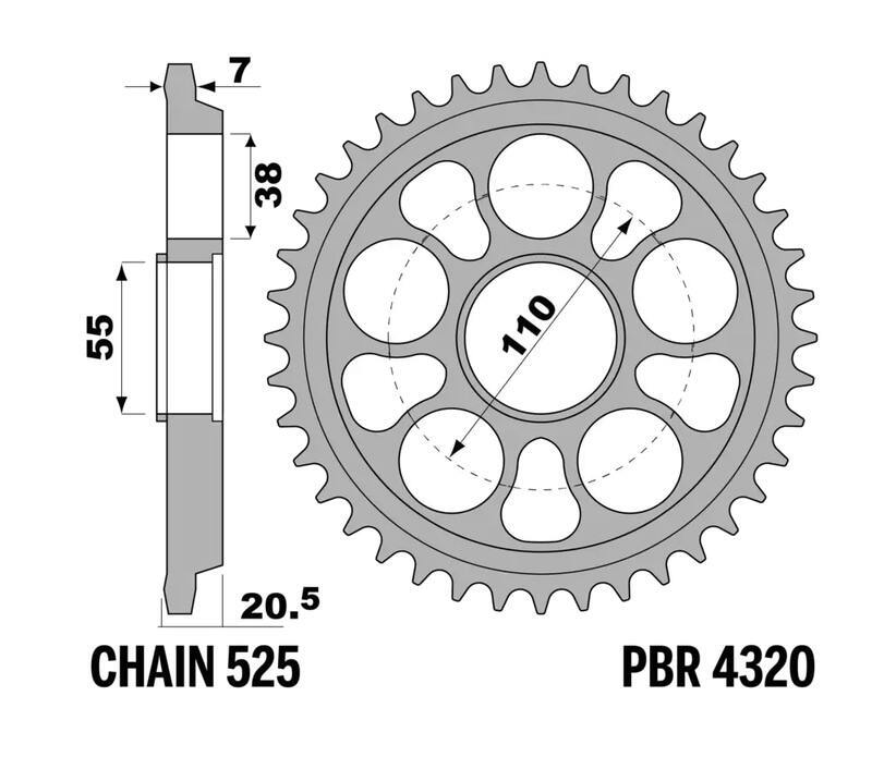 Hypermotard 796 [PBR] - Sprocket aluminum reinforced - 525
