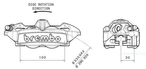Ducati Diavel 1200 [BREMBO] - M4 foran venstre bremsekaliper titan Ø34mm