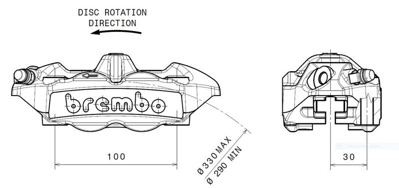 Ducati Diavel 1200 [BREMBO] - M4 přední pravý brzdový třmen titanový Ø34mm